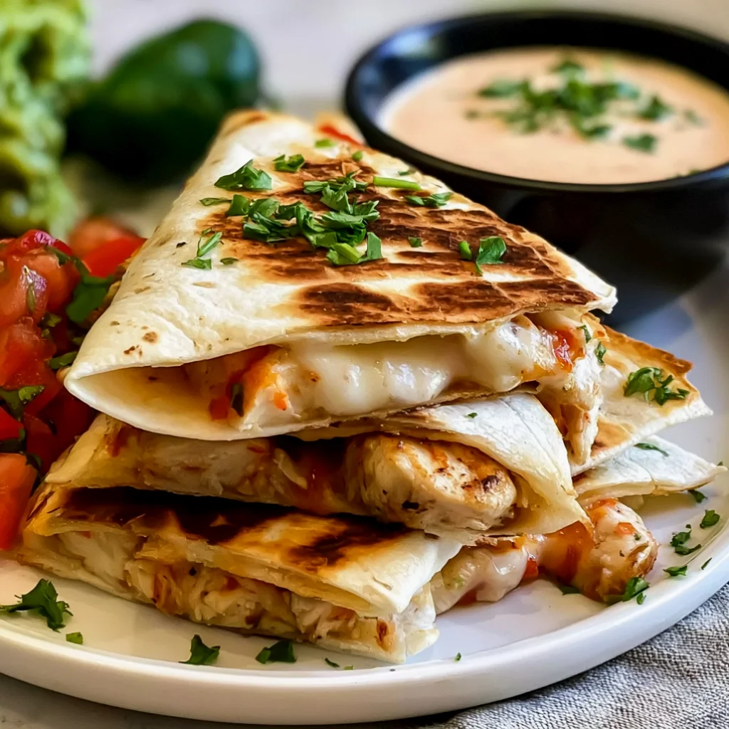 Authentic Chicken Quesadilla with Zesty Chipotle Dip