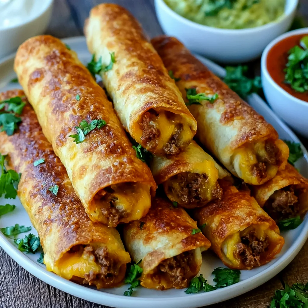 Crispy Cheesy Beef Taquitos