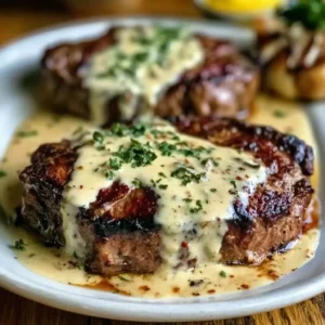 Juicy Steak with Creamy Garlic Sauce for Decadent Dining