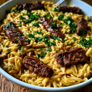 One Pot Creamy Garlic Butter Steak Orzo for Cozy Comfort Meals