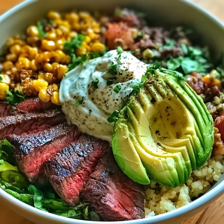 Steak Avocado Roasted Corn Bowl